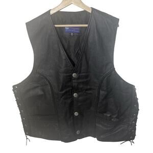 Vance Leathers Vest Mens 54 Moto USA Buffalo Nickel Harley Biker Western Lace Up